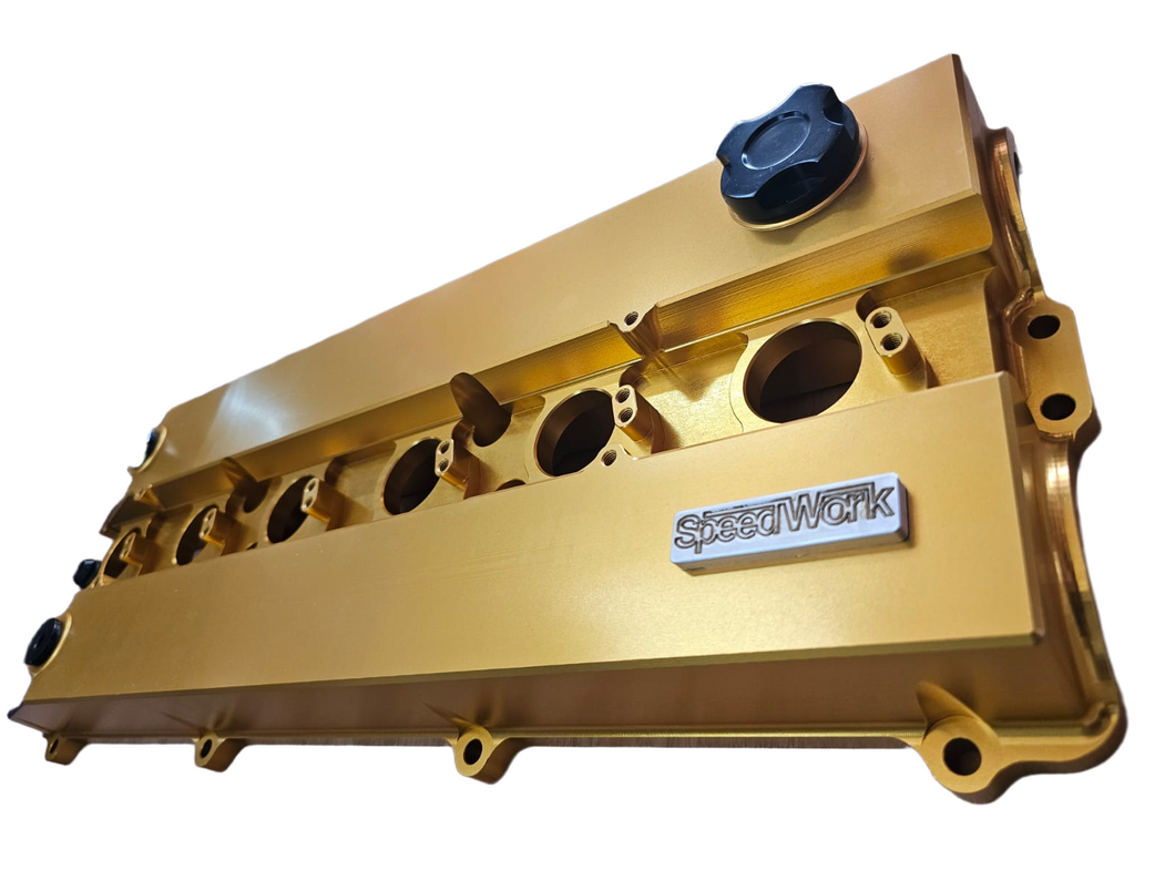 9032-SPEEDWORKS TOYOTA 2JZ-GTE NON-VVTI SINGLE PIECE BILLET VALVE COVER GOLD