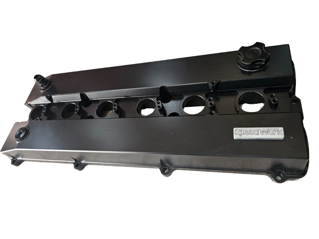 9031-SPEEDWORKS TOYOTA 2JZ-GTE NON-VVTI SINGLE PIECE BILLET VALVE COVER BLACK