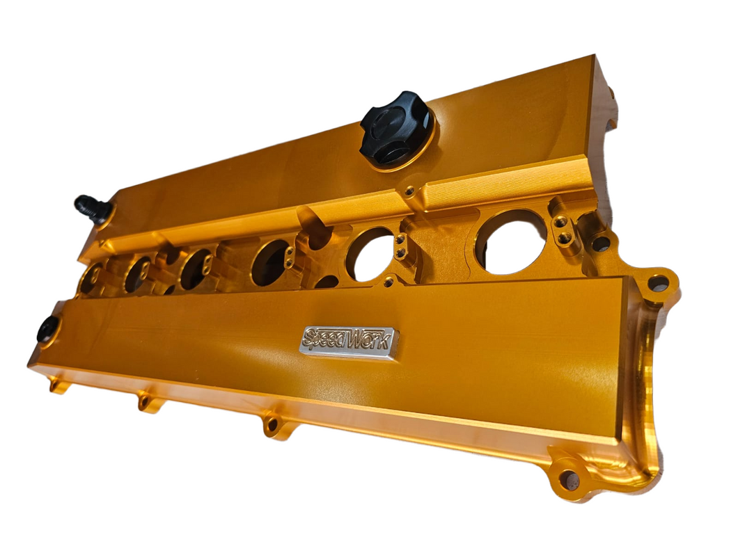 9038-SPEEDWORKS TOYOTA 2JZ-GE VVTI SINGLE PIECE BILLET VALVE COVER Gold