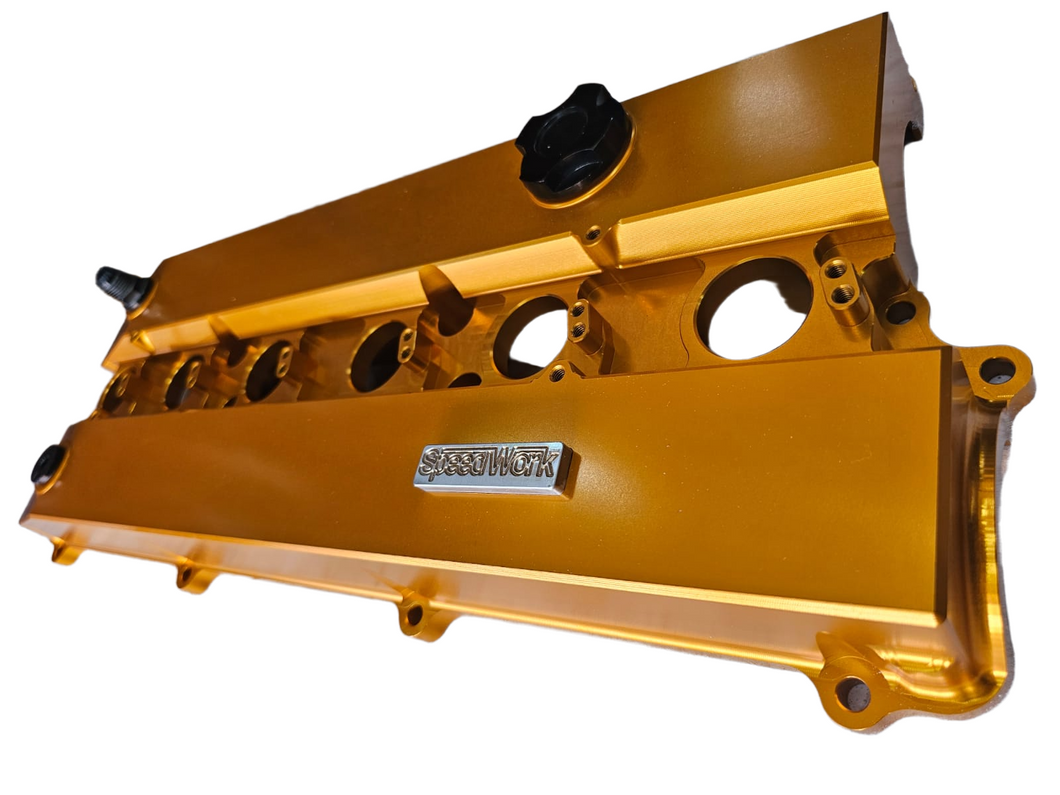 9041-SPEEDWORKS TOYOTA 2JZ-GTE VVTI SINGLE PIECE BILLET VALVE COVER GOLD