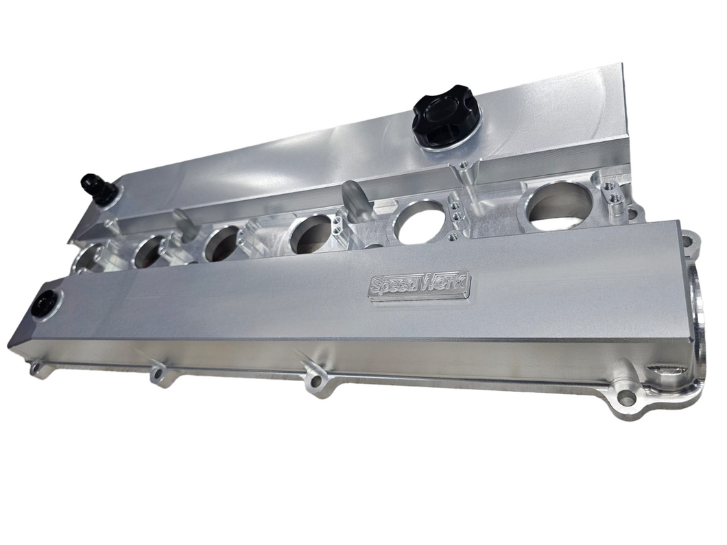 9037-SPEEDWORKS TOYOTA 2JZ-GE VVTI SINGLE PIECE BILLET VALVE COVER SILVER